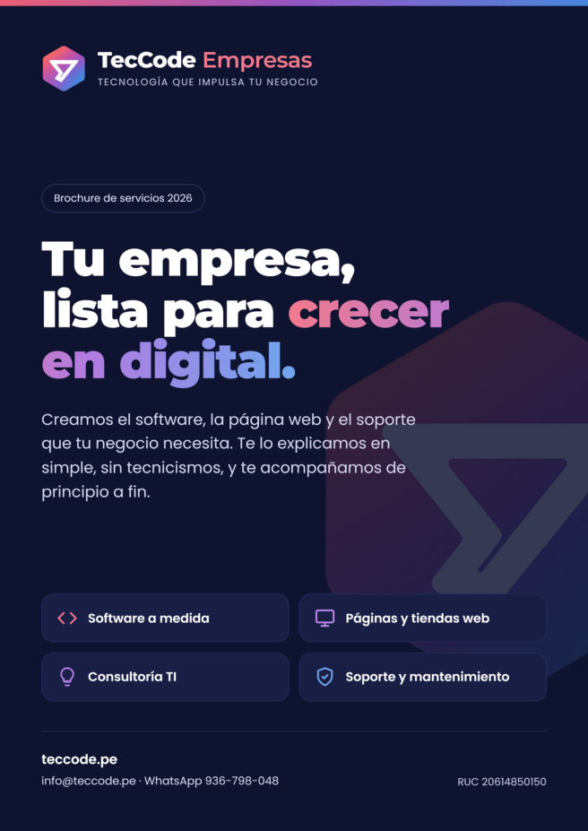 Portada del brochure TecCode Empresas