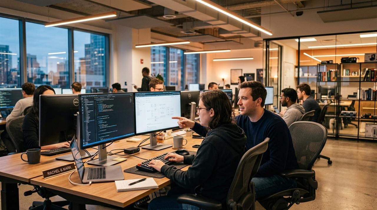 Programador trabajando en solución digital