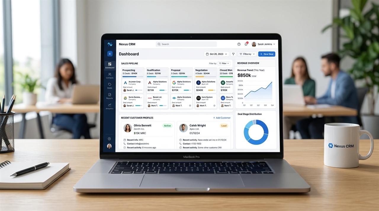 Dashboard de un sistema ERP/CRM